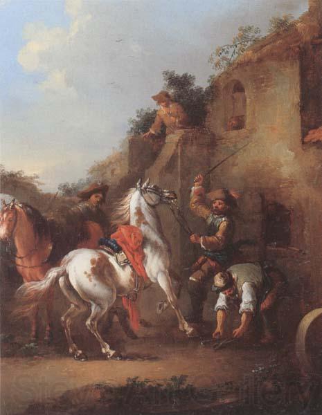 unknow artist Cavaliers halted at a farrier Spain oil painting art